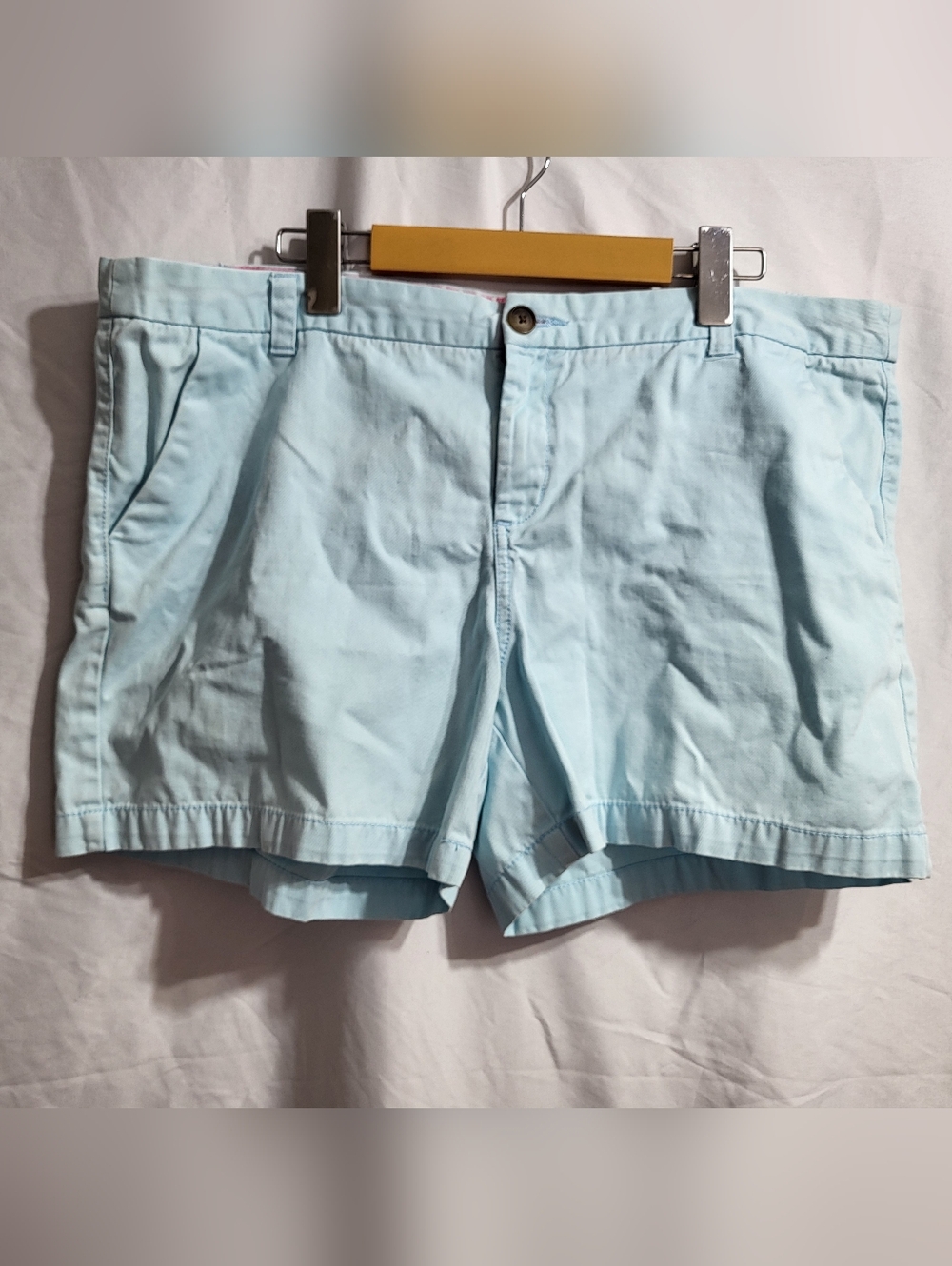 Merona Pale Blue Cotton Flat-Front Womens  Shorts, Size 16 (waist 40)